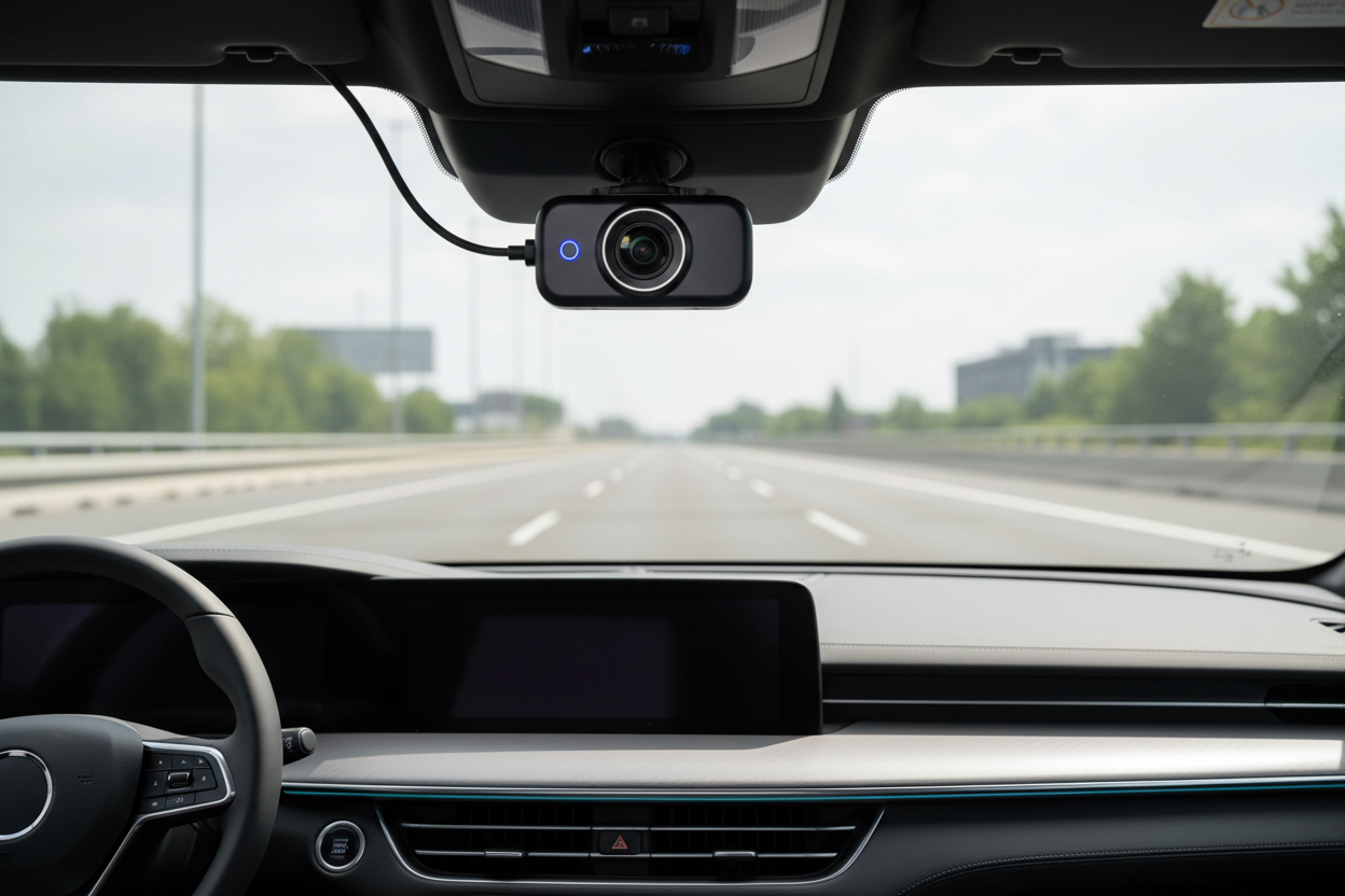 Compact dash cam with night vision, loop recording, and GPS for complete vehicle security