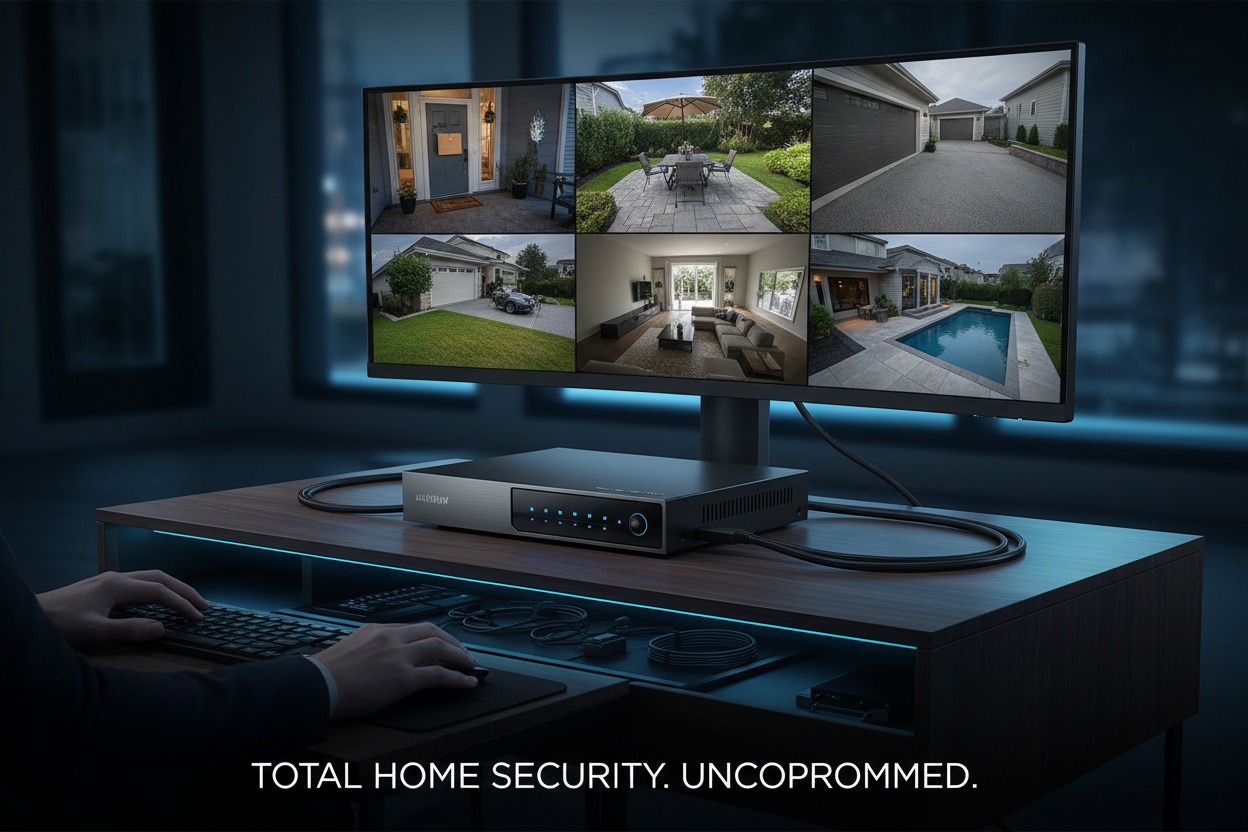 "Professional NVR DVR multi-camera security recording system with local storage for home and business surveillance — Pivot & Pulse"