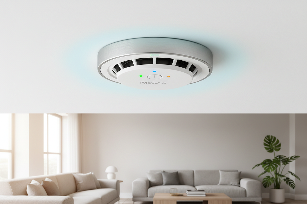"Smart smoke and carbon monoxide detector with instant phone alerts for 24/7 home safety — Pivot & Pulse"